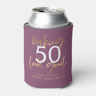 purple and gold simple elegant birthday can cooler