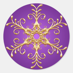 Purple and Gold Snowflake Sticker