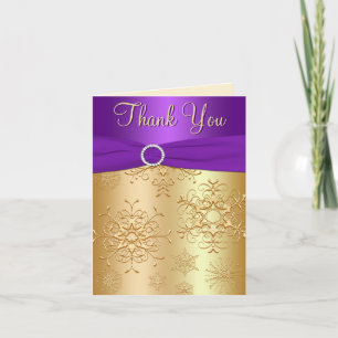 Purple and Gold Snowflakes Thank You Card