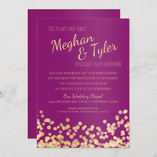 Purple and Gold Sparkle Wedding Invitation
