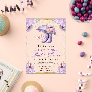 Purple and Gold Spring Umbrella Bridal Shower Acrylic Invitations