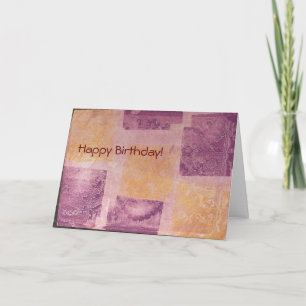 Purple and Gold Square Design Birthday Card
