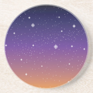 Purple and Gold Starry Sunset Sky Coaster
