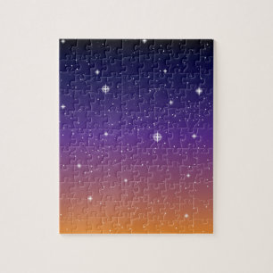 Purple and Gold Starry Sunset Sky Jigsaw Puzzle