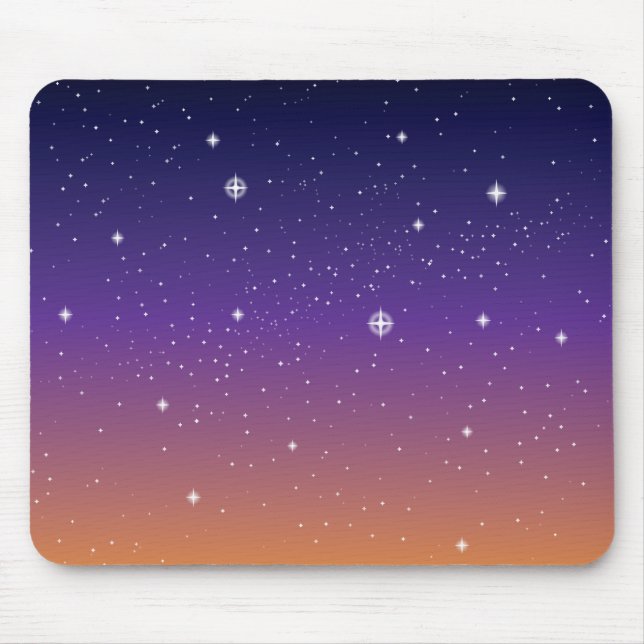 Purple and Gold Starry Sunset Sky Mouse Pad (Front)