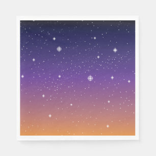 Purple and Gold Starry Sunset Sky Napkin