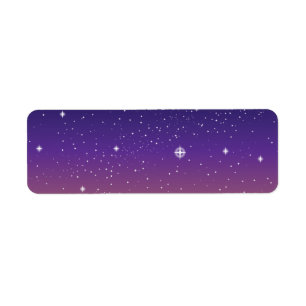 Purple and Gold Starry Sunset Sky Return Address Label