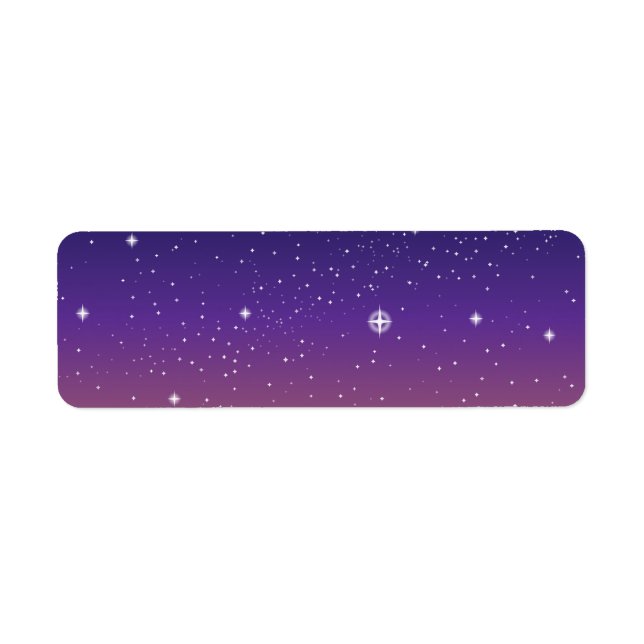 Purple and Gold Starry Sunset Sky Return Address Label (Front)