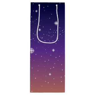 Purple and Gold Starry Sunset Sky Wine Gift Bag