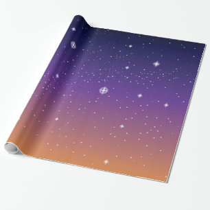 Purple and Gold Starry Sunset Sky Wrapping Paper