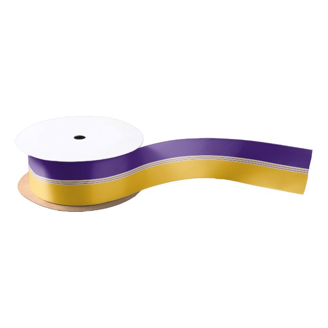 Purple and Gold Stripes Satin Ribbon (Spool)