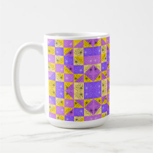 Purple and gold summer floral seamless pattern coffee mug