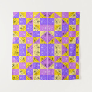 Purple and gold summer floral seamless pattern tapestry