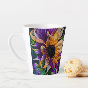Purple and Gold Sunflower Art Latte Mug