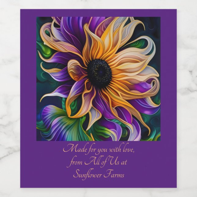 Purple and Gold Sunflower Sticker (Single Label)