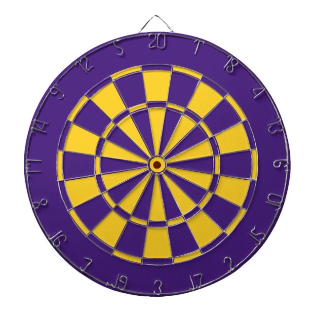 Purple and Gold Team Colours Dartboard and Darts (Front)