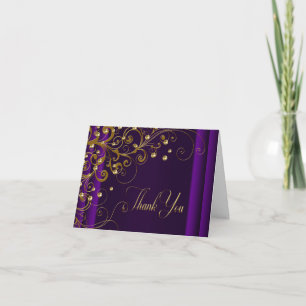 Purple and Gold Thank You Card