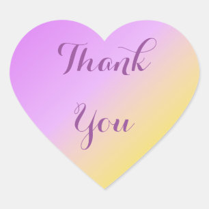 Purple and Gold Thank You Ombre Heart Sticker