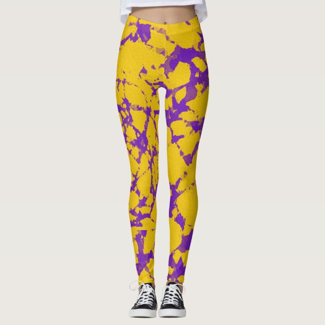 Purple and Gold Tie Dye  Leggings (Front)