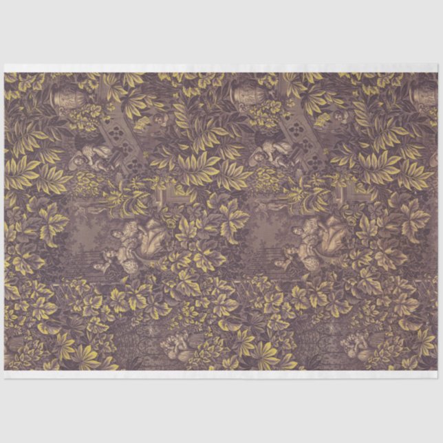 Purple and gold toile decoupage paper (Front)