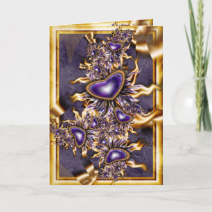 Purple and Gold Valentine Holiday Card