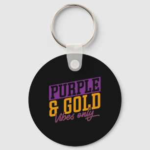 Purple And Gold Vibes Sketll Player Sketll Sports Key Ring