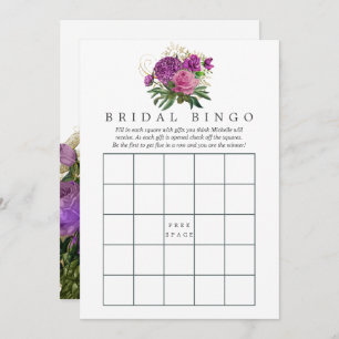 Purple and Gold Vintage Chic Floral Bridal Shower Invitation