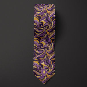Purple and Gold Vortex Abstract Neck Tie