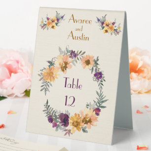 Purple and Gold Watercolor Flowers