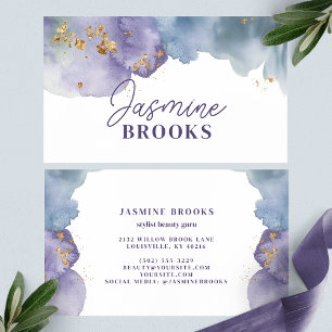 Purple and Gold Watercolor Luxury Business Card