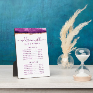 Purple And Gold Watercolor Price Menu Plaque