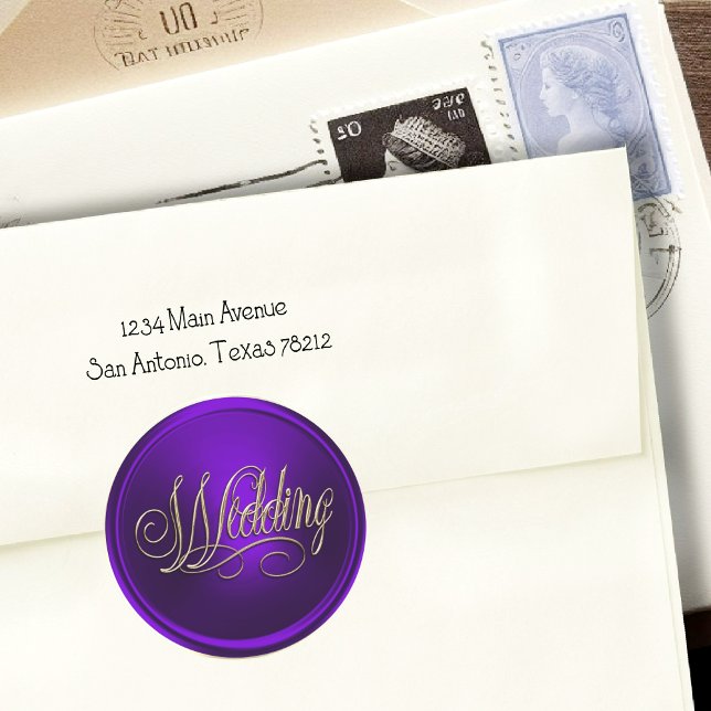 Purple and Gold Wedding Envelope Seal (Creator Uploaded)