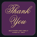Purple and Gold Wedding Favour Sticker<br><div class="desc">Elegant purple wedding favour sticker. Customise it with your favourite background colour and text.</div>
