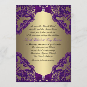 Purple and Gold Wedding Invitation