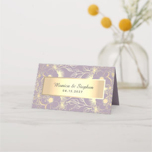 Purple and Gold Wedding Place Card