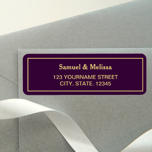 Purple and Gold Wedding Return Address Label