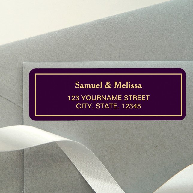 Purple and Gold Wedding Return Address Label (Creator Uploaded)