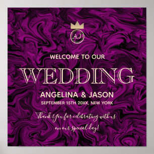 Purple and Gold Welcome Wedding Poster