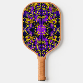 Purple and Golden Art Deco Style Pickleball Paddle