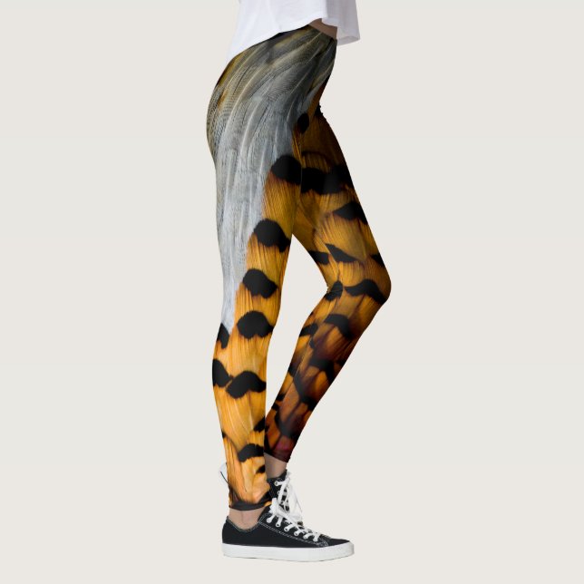 Purple and Golden Brown Pheasant Feathers Leggings (Right)