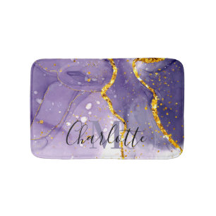 Purple and Golden Marble Bath Mat
