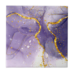 Purple and Golden Marble Ceramic Tile