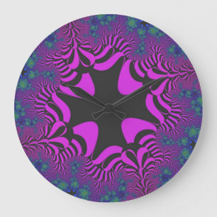Purple and Gray Cross Large Clock