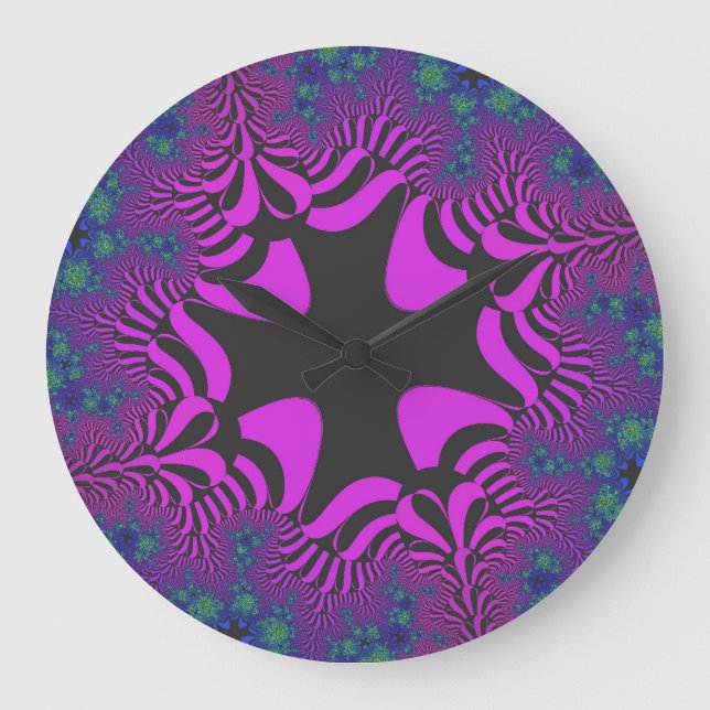 Purple and Gray Cross Large Clock (Front)