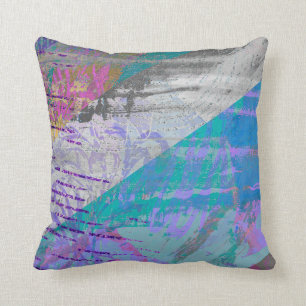 Purple and Gray Modern Abstract Painting Cushion