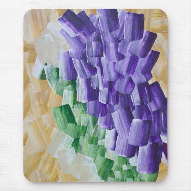 Purple and Green Abstract Brushstroke Pattern Mouse Pad (Front)