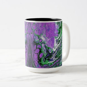 Purple and green abstract paint Two-Tone coffee mug