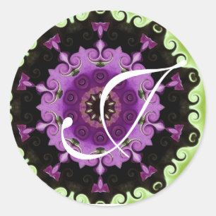 purple and green all around classic round sticker