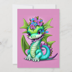 Purple and Green Baby Dragon Holiday Card