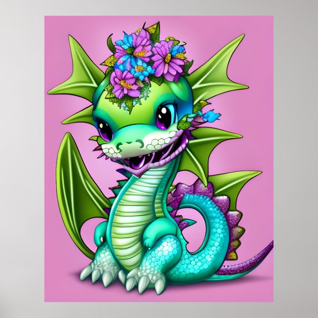 Purple and Green Baby Dragon Poster (Front)